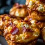 Bacon and cheese breakfast egg muffins on a plate, perfect for a quick meal.