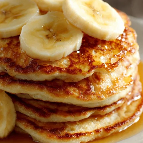 3 ingredient banana oatmeal pancakes served on a plate