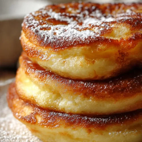 Delicious apple yogurt pancakes stacked on a plate with syrup