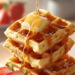 Delicious Belgian waffle dough ready for cooking in a waffle maker.