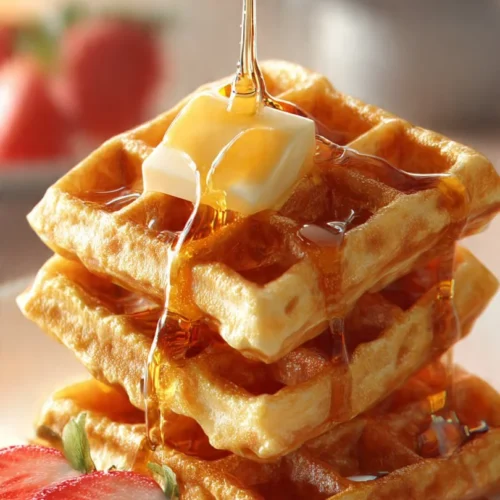 Delicious Belgian waffle dough ready for cooking in a waffle maker.