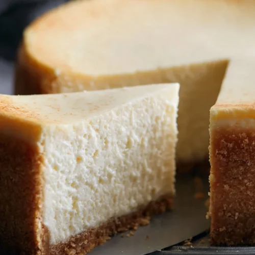 Delicious homemade cheesecake on a decorative plate