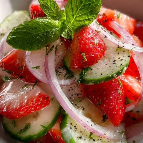 Fresh Cucumber Strawberry Salad with vibrant colors and healthy ingredients