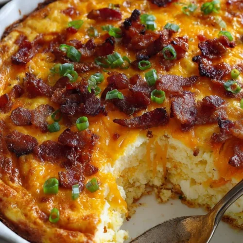 Delicious Pioneer Woman Overnight Breakfast Casserole ready to serve