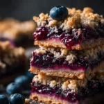 Blueberry oatmeal bars fresh out of the oven with a golden crust
