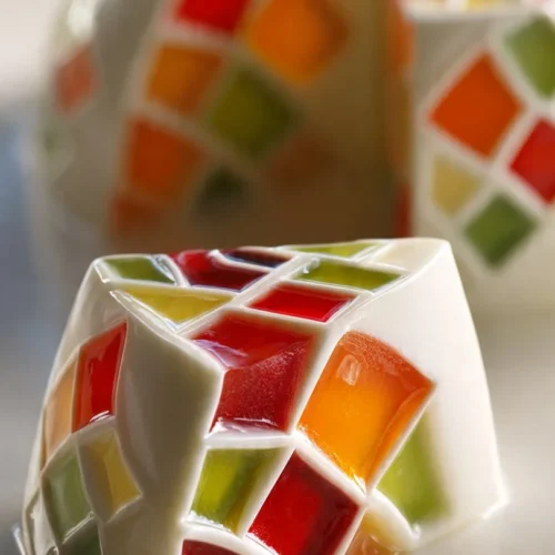Delicious Broken Glass Jello Cake displayed on a festive table.