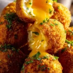 Plate of homemade cheese balls garnished with herbs