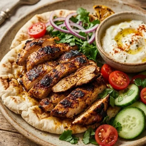 Delicious Chicken Shawarma served with creamy garlic sauce