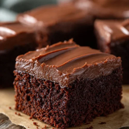Delicious chocolate cake-like brownies served on a plate