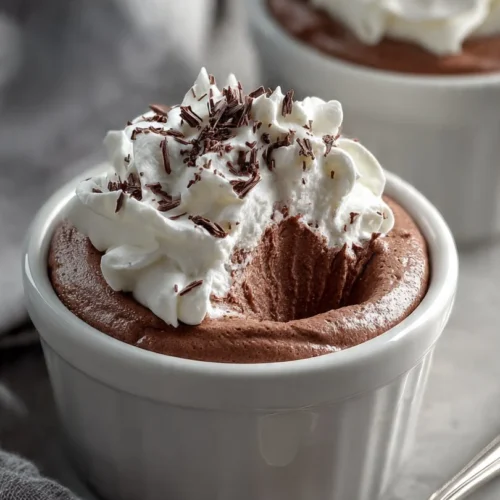 Delicious chocolate mousse dessert served in a stylish glass.