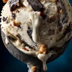 Delicious chocolate orange ice cream in a bowl, topped with zest and chocolate shavings.