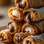 Delicious Cinnamon S’mores Egg Rolls served with chocolate and marshmallow filling