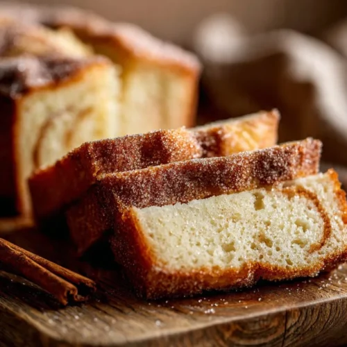 Loaf of cinnamon sugar donut bread fresh out of the oven
