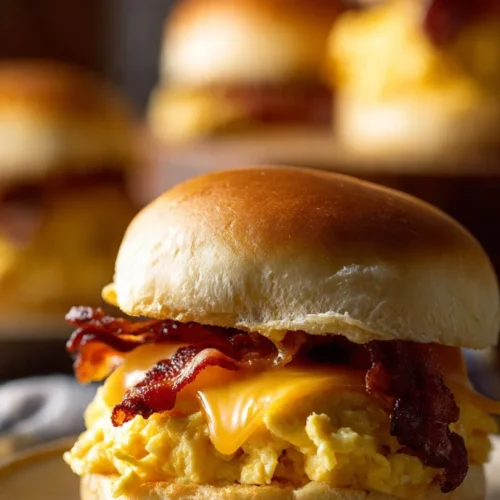 Delicious crack breakfast sliders served on a platter