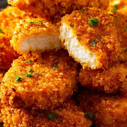 Delicious Crispy Crack Chicken served with garnishes on a plate