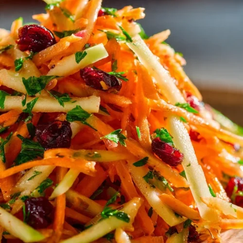 Crunchy apple carrot salad with fresh ingredients in a bowl