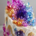 Stunning Crystal Candy Geode Cake with vibrant colors and crystal-like decorations