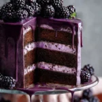 Decadent Blackberry Velvet Gothic Cake with rich blackberries and velvet texture