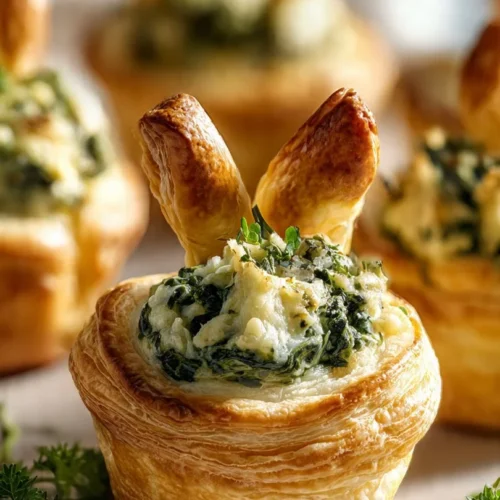 Easter Bunny Crescent Bites fresh from the oven, decorated for Easter festivities.