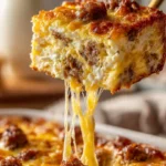 Easter Morning Breakfast Casserole with eggs, cheese, and vegetables