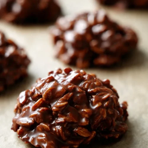 Delicious easy no bake chocolate cookies on a white plate