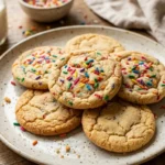Baking easy sugar cookies recipe with icing and sprinkles