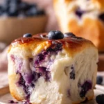 Fluffy cottage cheese blueberry cloud bread fresh from the oven