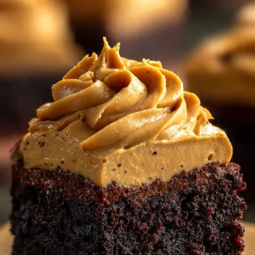 Decadent frosted coffee brownies topped with creamy frosting.