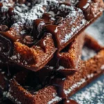 Delicious fudgy brownie waffles served with chocolate sauce and berries.