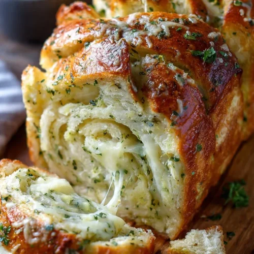 Delicious garlic and herb bread served warm and toasted.