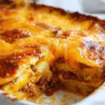 Delicious Hobo Casserole made with ground beef and vegetables.