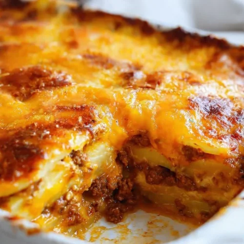 Delicious Hobo Casserole made with ground beef and vegetables.