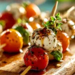 Delicious mini caprese bites featuring fresh mozzarella, tomatoes, and basil.
