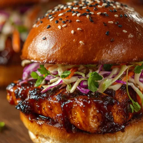 Delicious Korean BBQ Chicken Sandwich with fresh ingredients and vibrant presentation.