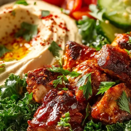 Lemon Chili Grilled Chicken Bowl with fresh vegetables and rice