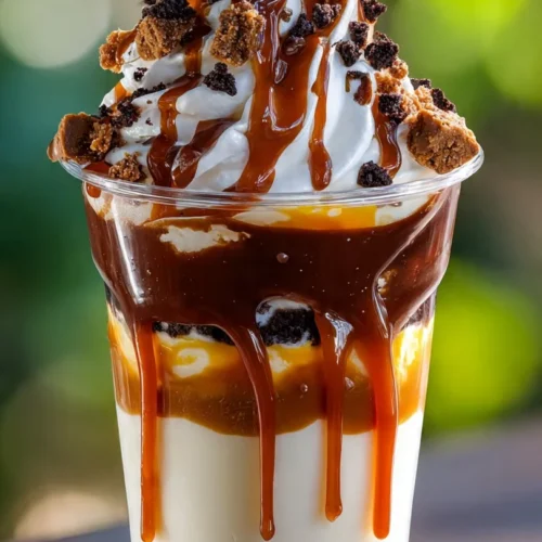 Delicious loaded brownie cheesecake cups topped with chocolate and cream