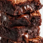 Delicious low calorie Greek yogurt brownies topped with chocolate drizzle.