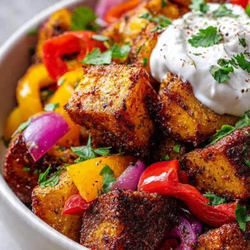 Delicious Mexican potatoes garnished with spices and fresh herbs.