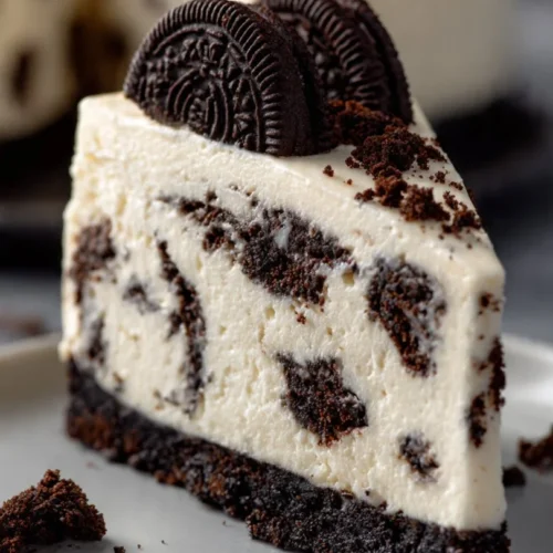 No-bake dairy-free gluten-free Oreo Pie topped with crushed Oreos