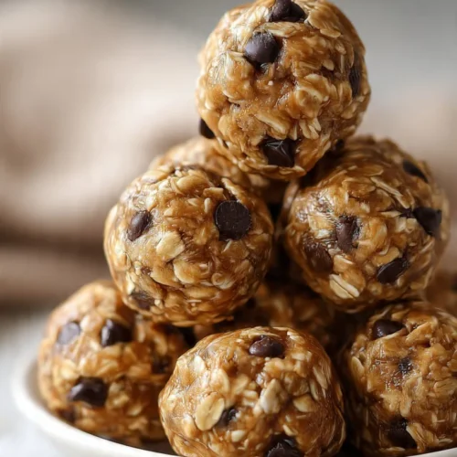 No-bake peanut butter energy bites with oats and chocolate chips