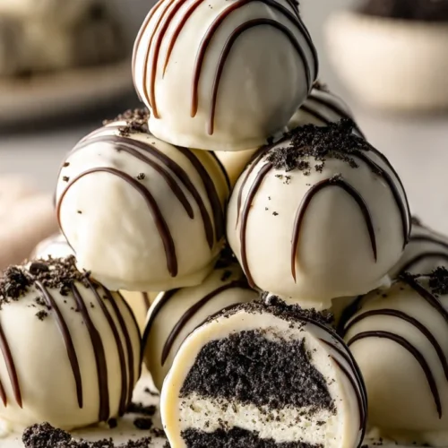 Delicious homemade Oreo Truffles stacked for a perfect dessert treat.