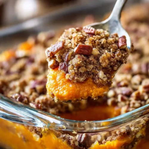 Delicious Paula Deen sweet potato casserole served in a baking dish