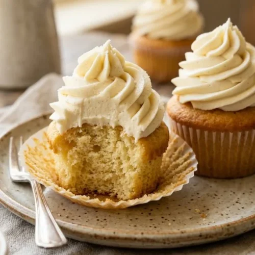 Perfectly baked, velvety and moist vanilla cupcakes topped with smooth frosting