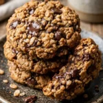 Plate of Rice Krispie chocolate chip cookies with a crispy texture and chocolate chips