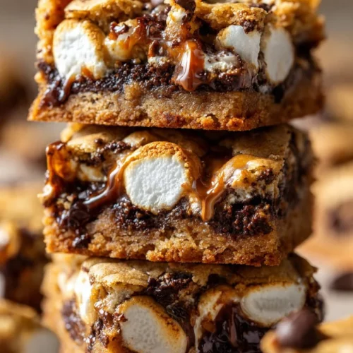 Delicious S'mores Cookie Bars with chocolate and marshmallows