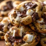 Delicious homemade S'mores Cookies with chocolate and marshmallows