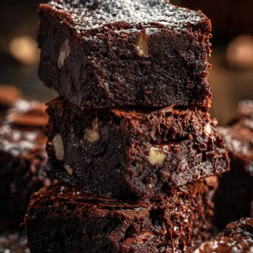 Delicious St. Patrick's Day Baileys Irish Cream Brownies topped with chocolate.