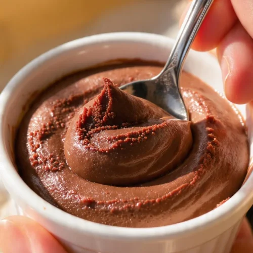 Delicious 2 Ingredient Chocolate Mousse in a dessert bowl.