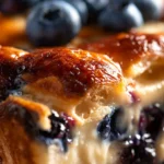Blueberry Buttermilk Pancake Casserole fresh out of the oven