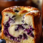 Delicious blueberry muffin cake topped with fresh blueberries and a golden crust